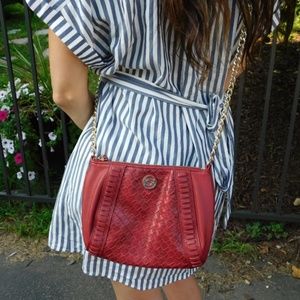 ☆BEBE ☆ Woven Faux Leather Crossbody Bag